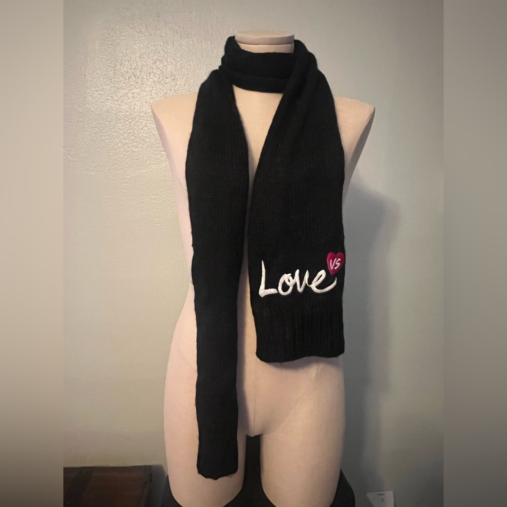 Victoria's Secret Black Knit Scarf Timeless Matte Wrap